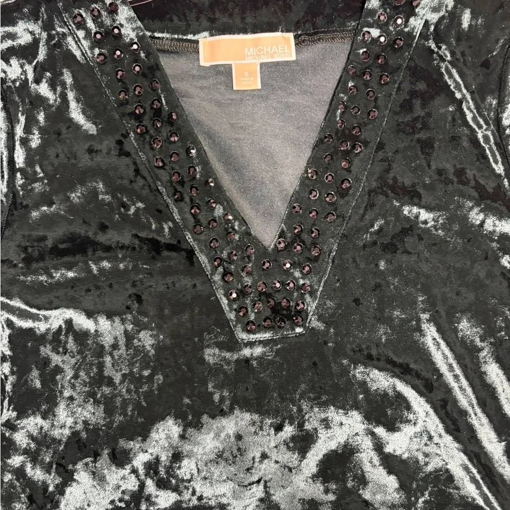 Michael Kors Green Velvet Blouse - Picture 2 of 4